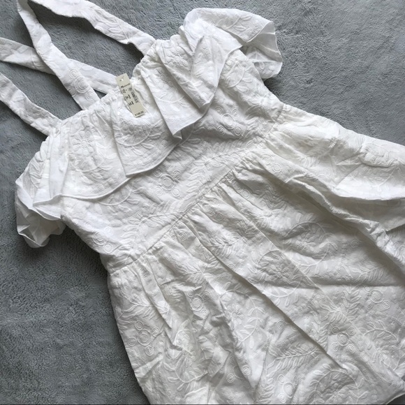 Madewell Dresses & Skirts - NWT Madewell Embroidered Apron Ruffle Dress White Sz 6